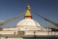 Boudhanath stupa in Kathmandu, Nepal. The Buddhist stupa of Boudhanath dominates the skyline, it is one of the largest stupas in