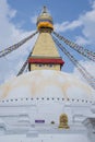 Boudhanath Stupa, Kathmandu, Nepal is a popular World Heritage Site and the largest Buddhist temple in Nepal Royalty Free Stock Photo