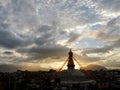 Boudhanath stupa Kathmandu, Nepal with spectacular sunset Royalty Free Stock Photo