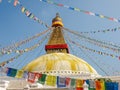 Boudhanath Stupa among of prayer flags, Kathmandu, Nepal Royalty Free Stock Photo