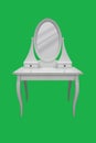 A boudoir table for dressing with a mirror. Bedroom element. Frontal view on the chromakey. Royalty Free Stock Photo