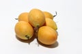 Bouea macrophylla, commonly known as gandaria put stack on white background.