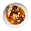 Bouillabaisse France European Cuisine. On A White Plate