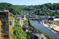 Bouillon. Belgium. View of the city of Bouillon along the Semois River from the walls of a medieval castle Royalty Free Stock Photo