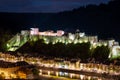 Bouillon Castle on the Semois river at night, Ardennes, Belgium Royalty Free Stock Photo