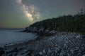 Milky Way Galaxy over Boulder Beach in Acadia National Park Royalty Free Stock Photo