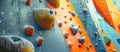 Boulder climbing wall in boulder climbing hall - climbing background banner panorama, AI