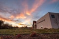 Boulder, Colorado - October 28, 2018 : Vibrant sunset over Avery Brewing Company in Boulder