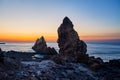 The boulder of Dalian Bay sunrise scenery Royalty Free Stock Photo