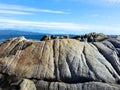 Boulder in front of the sea