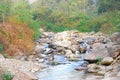 Boulder rocks on a Rocky mountain river. Rangbang river mountain valley.Tabakoshi West Bengal India Royalty Free Stock Photo