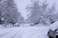 Boulder streets covered in snow after heavy snowstorm Royalty Free Stock Photo