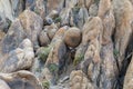 A boulder suspended between rocks in the Alabama Hills near Lone Pine, California, USA Royalty Free Stock Photo