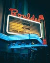 Boulder Theater neon sign on a snowy night, Boulder, Colorado Royalty Free Stock Photo