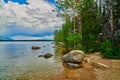 Boulders along the shore of Jenny Lake, Wyoming