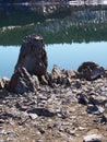 Boulders on the lake shore