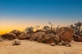 Boulders on the plateau above Wave Rock near the town of Hyden in Western Australia Royalty Free Stock Photo