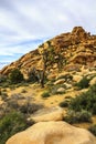 Boulders, red rock formations on the hiking trail in Joshua Tree National Park, California, United States. Royalty Free Stock Photo