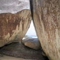 Boulders and Sailboat Royalty Free Stock Photo