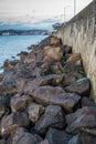 Boulders And Sea Wall Royalty Free Stock Photo