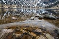 Boulders in small Pond in the Giant Mountains in the winter, Royalty Free Stock Photo