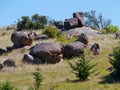 Boulders in the Snmowy mountains Royalty Free Stock Photo