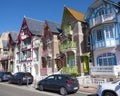 Boulevard with cars and colorful houses of mers les bains in french normandy