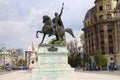 Boulevard with statue in Bucarest