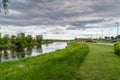 Boulevards on Narew river in the evening in Lomza