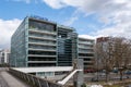 Exterior view of the headquarters building of Ipsen, a French pharmaceutical group