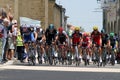 The peloton passes through the main square of Boulogne sur Gesse on stage 7 of the Tour Royalty Free Stock Photo