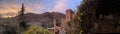 Boumalne Dades, Morocco, Africa, High Atlas Mountains, skyline, panoramic, view, sunset, terrace, garden