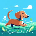 Bouncing with Joy: Whimsical Dachshund Illustration to Brighten Your Day