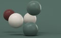 Bouncing soft balls with green background, 3d rendering