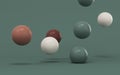 Bouncing soft balls with green background, 3d rendering