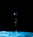 Bouncing water droplet on dark background