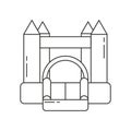 Bouncy castle outline icon. Jumping house on kids playground. Vector illustration.