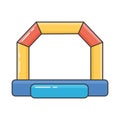 Bouncy inflatable castle. Tower and equipment for child playground. Vector color line illustration Royalty Free Stock Photo