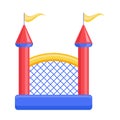 Bouncy inflatable castle. Tower and equipment for child playground. Vector line illustration Royalty Free Stock Photo