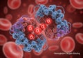 ) are bound within the hemoglobin structure, represented by red Royalty Free Stock Photo