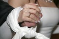 Bound together wedding hand towel bride and groom