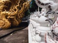 Boundary and golden sculpture of White temple Wat Rong Khun Chiang Rai Royalty Free Stock Photo