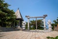 Boundary Island Lingshui View Hai Ting Tong sun and the moon and golden cudgel sculpture Royalty Free Stock Photo