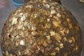 Boundary stone surface fullfill with gold sheet  boundary stone Royalty Free Stock Photo