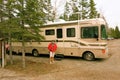 A bounder backed into a campsite