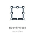 Bounding box icon. Thin linear bounding box outline icon isolated on white background from geometric figure collection. Line