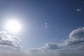 the boundless expanse of the sky with cumulus clouds and rays of the sun, moments of daybreak and sunset