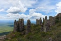 Boundless expanse. view from mountains. natural stone pillars. phenomenon. Chiquitania. Bolivia