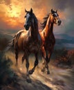 Boundless Grace Pair of Galloping Horses