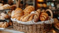 Bountiful Bakery Basket: Fresh Assorted Breads Overflowing on Fabric Display Royalty Free Stock Photo